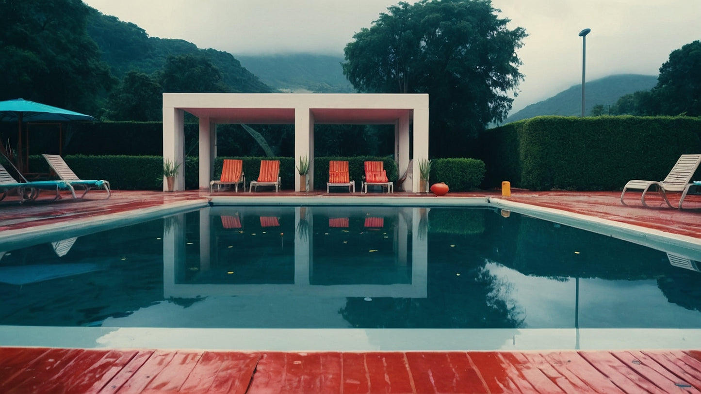 Public Pool in the rain